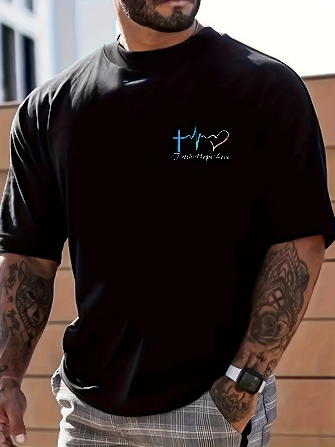 Way Maker Miracle Worker Pattern, Men's Fashionable 3D Digital Graphic T-shirt, Slightly Elastic And Breathable Retro T-shirt For Summer - Image 6